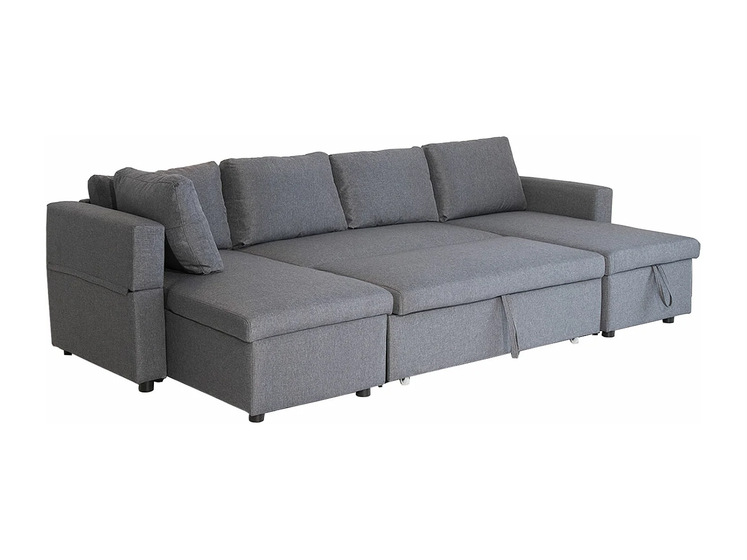 Canapé panoramique convertible SCOTT 4 places gris chiné - HAPPY GARDEN