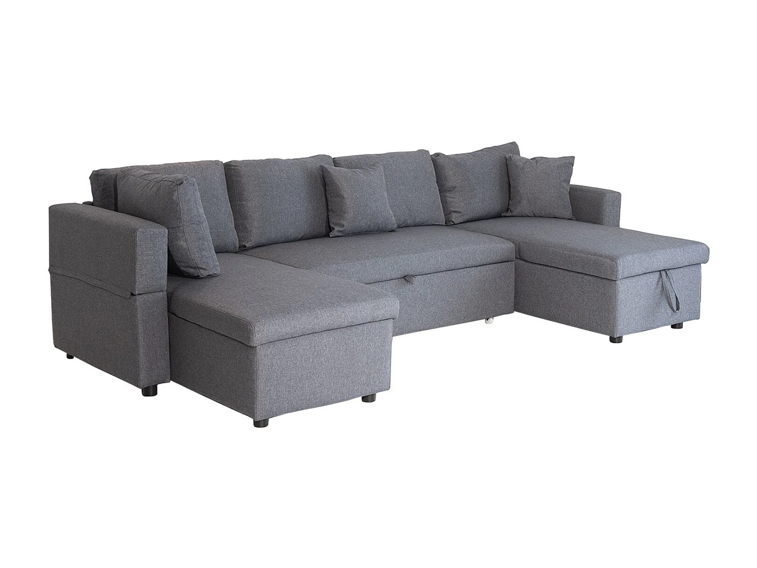 SCOTT Sofá-cama panorâmico de 4 lugares, com manchas cinzentas