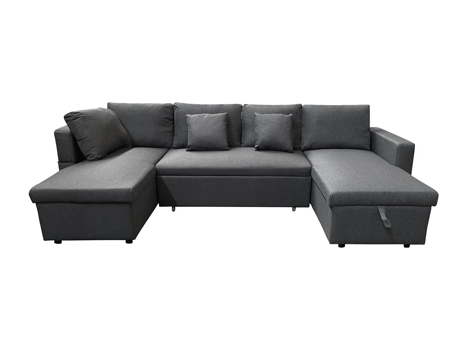 SCOTT Divano letto panoramico a 4 posti, grigio screziato