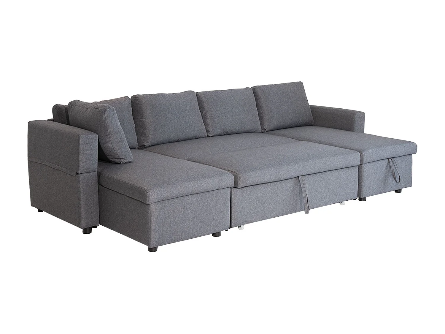 Canapé panoramique convertible SCOTT 4 places gris chiné - HAPPY GARDEN