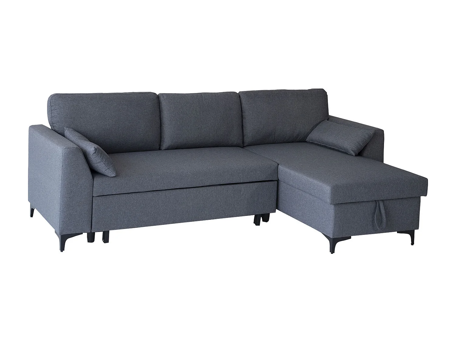 Canapé d'angle convertible LOGAN 3 places gris chiné - HAPPY GARDEN