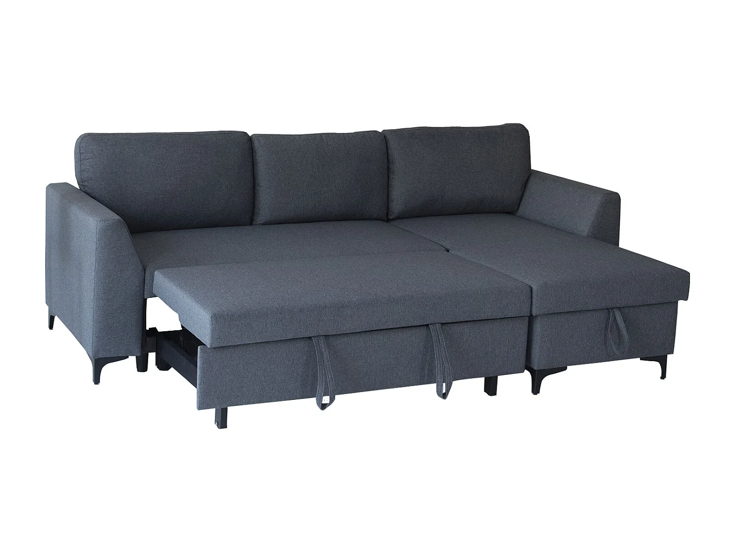 Canapé d'angle convertible LOGAN 3 places gris chiné - HAPPY GARDEN