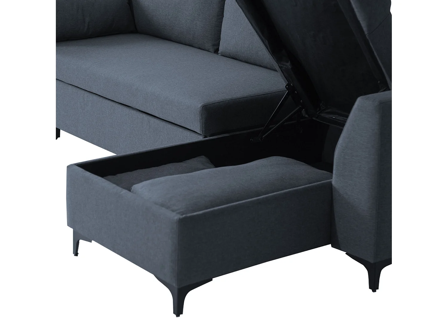 Canapé d'angle convertible LOGAN 3 places gris chiné - HAPPY GARDEN