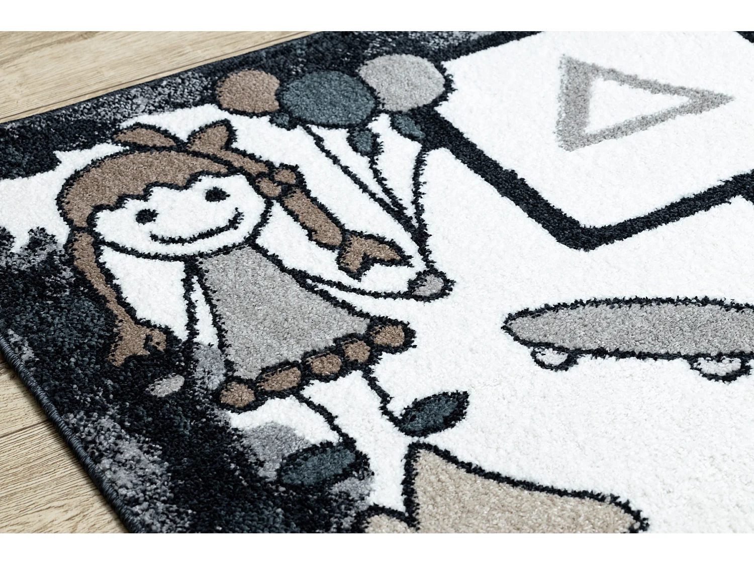 Tapijt FUN Hop voor kinderen, klassikaal spel, dieren zwart 120x170 cm