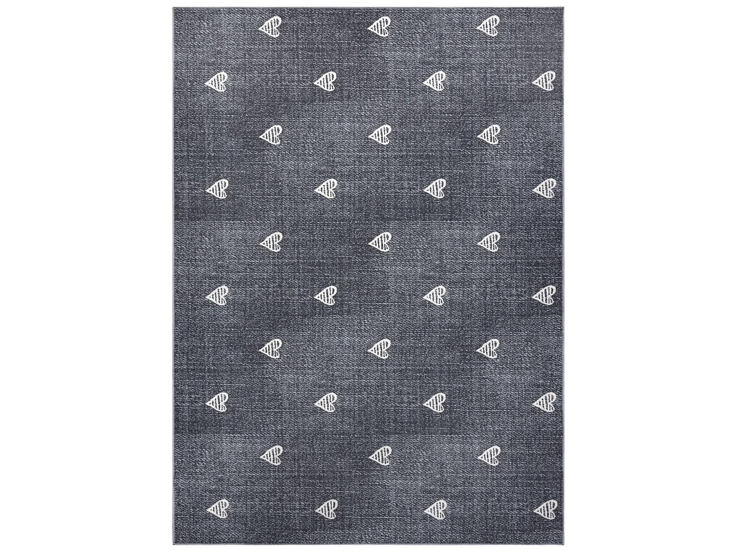 Moquette pour enfants HEARTS Jeans, vintage cœurs - gris 250x300 cm