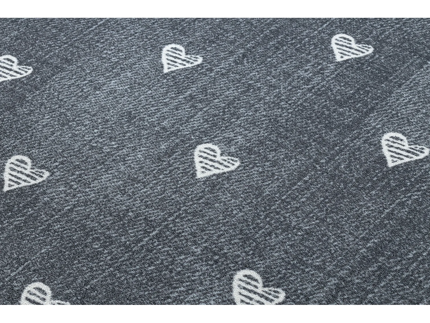 Moquette pour enfants HEARTS Jeans, vintage cœurs - gris 250x300 cm