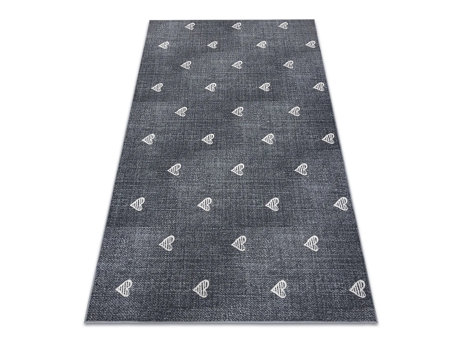 Tappeto per bambini HEARTS Jeans, vintage cuori - grigio 100x300 cm
