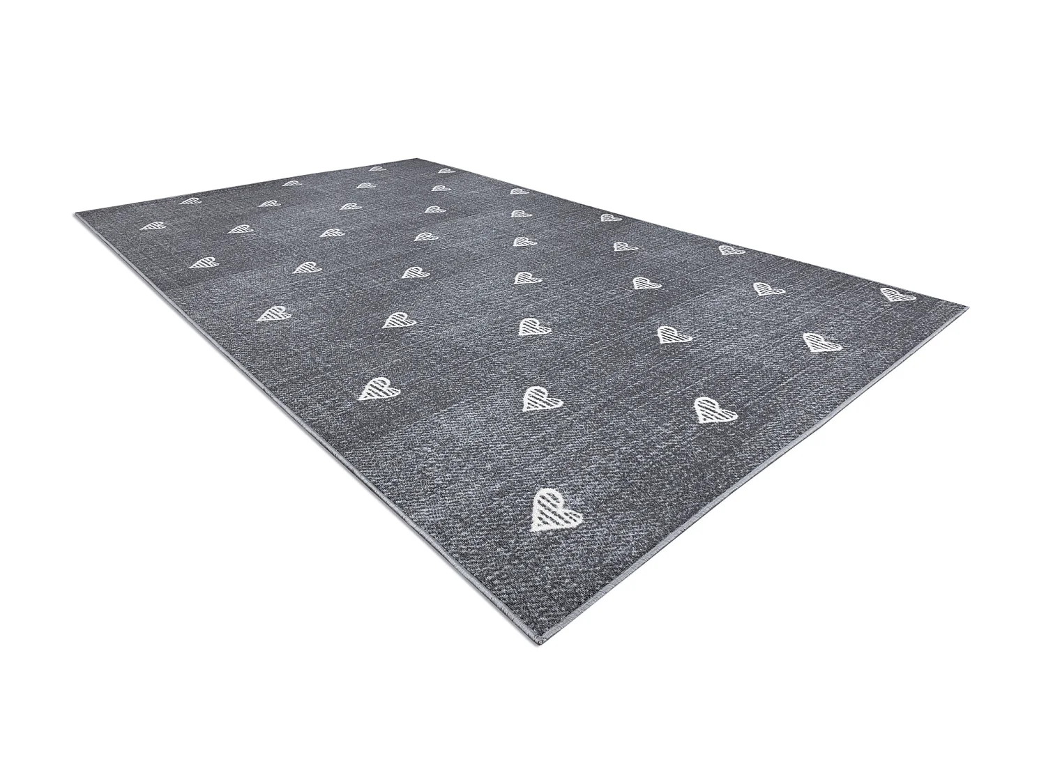 Tappeto per bambini HEARTS Jeans, vintage cuori - grigio 100x300 cm