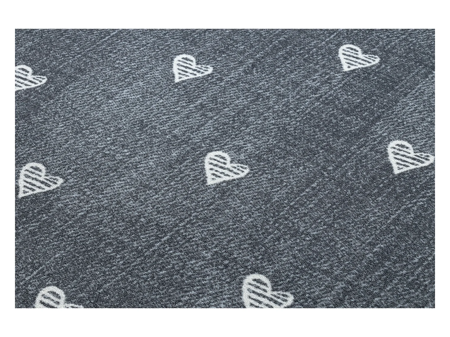 Tappeto per bambini HEARTS Jeans, vintage cuori - grigio 100x300 cm