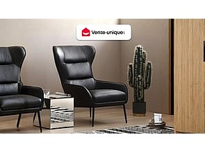 Vente-unique Sessel aus schwarzem Büffelleder - DINNIA 2512237