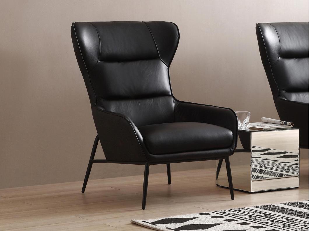 Fauteuil en cuir de buffle noir DINNIA