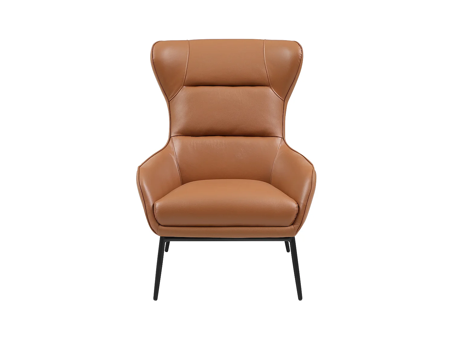 Fauteuil en cuir de buffle camel DINNIA