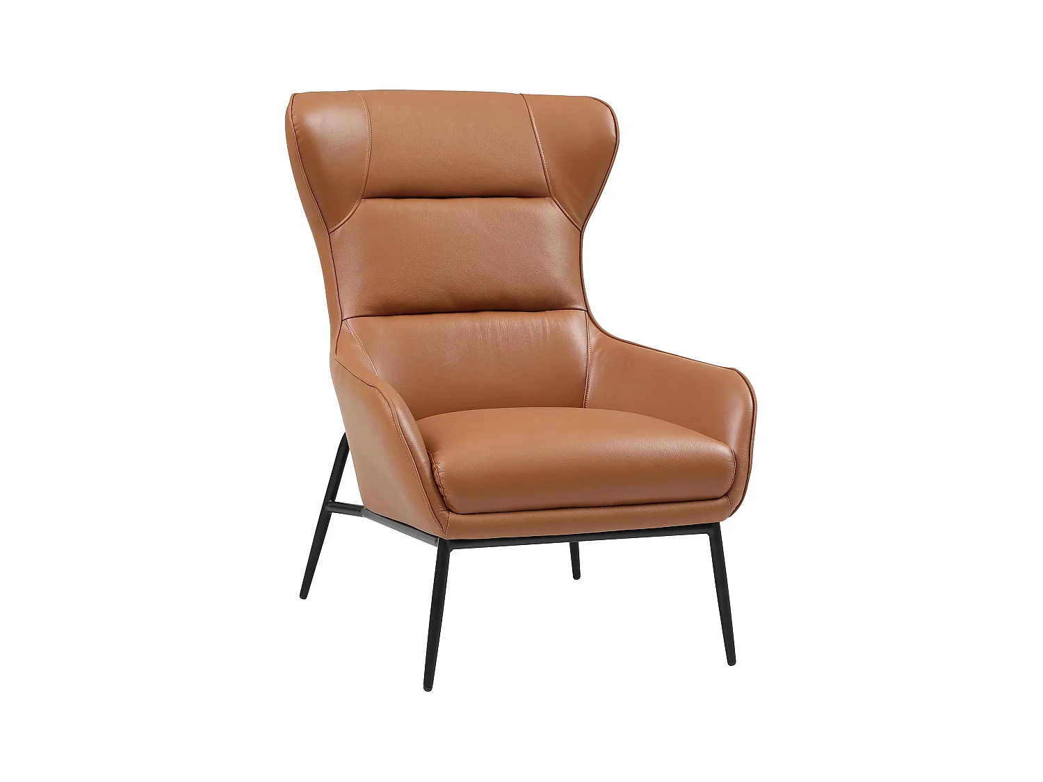 Fauteuil en cuir de buffle camel DINNIA