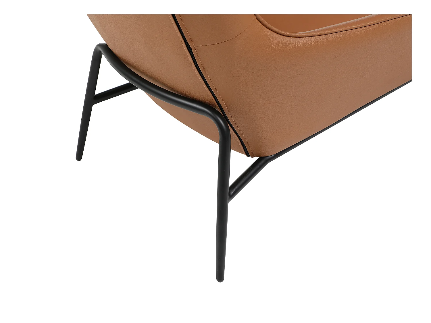 Fauteuil en cuir de buffle camel DINNIA