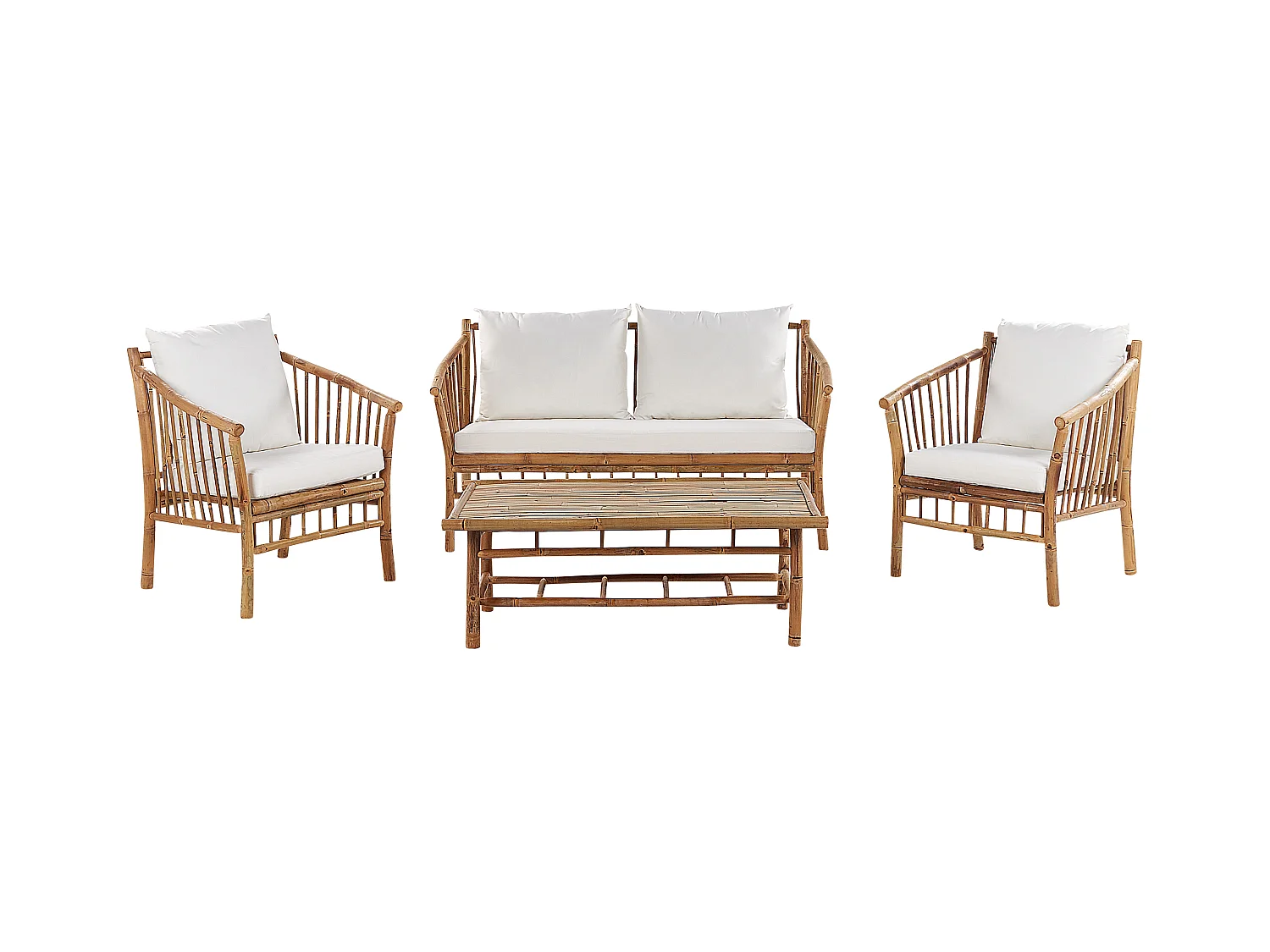 Ensemble de salon de jardin avec table 4 places MAGGIORE Bambou Marron clair