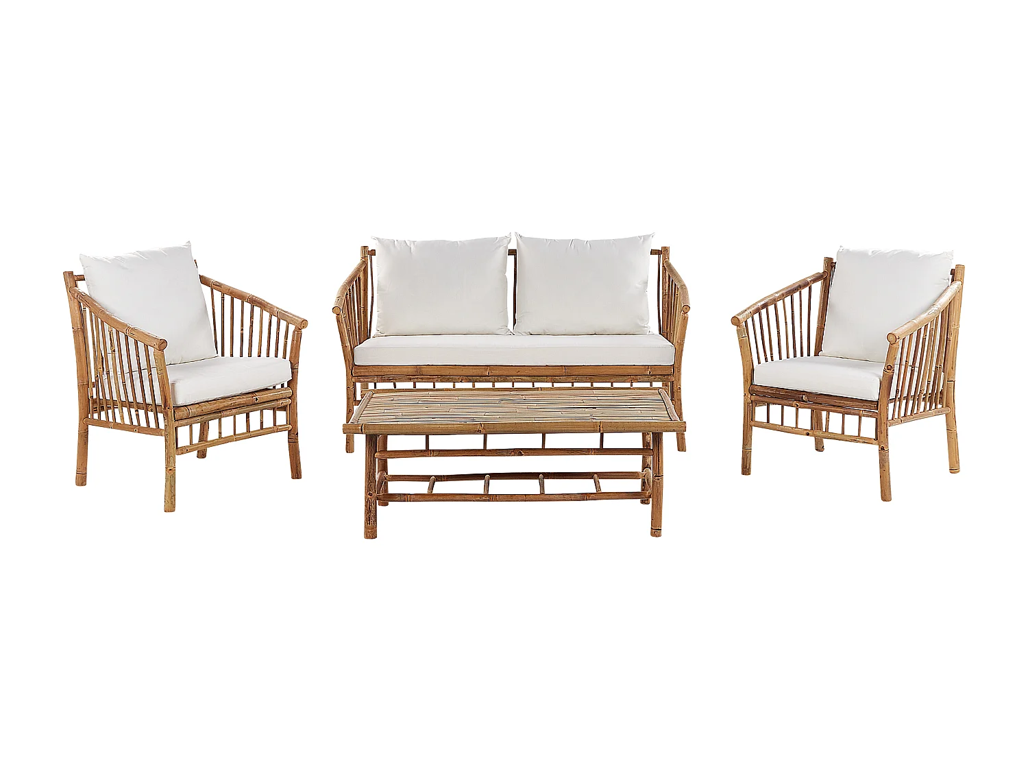 Set da giardino con tavolo 4 posti MAGGIORE Legno di bambù Marrone chiaro