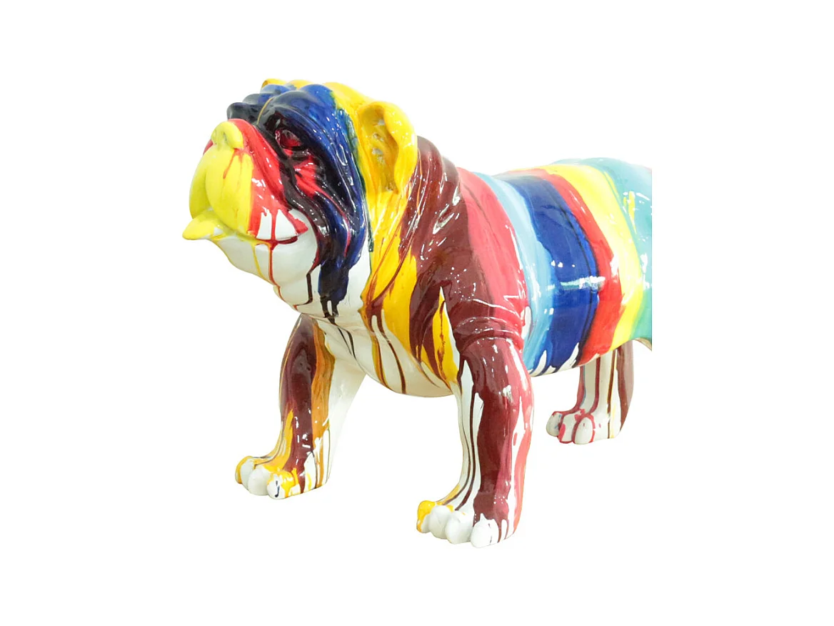 Statue chien avec coulures multicolores H38 cm - BULLDOG DRIPS 01