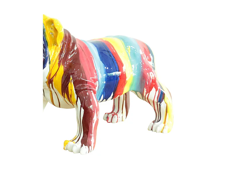 Statue chien avec coulures multicolores H38 cm - BULLDOG DRIPS 01