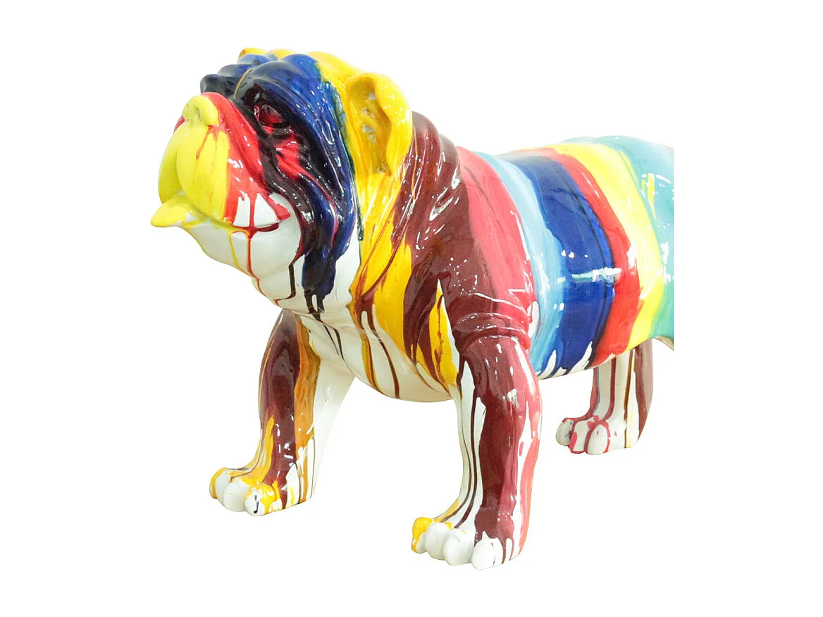 Statue chien avec coulures multicolores H38 cm - BULLDOG DRIPS 01