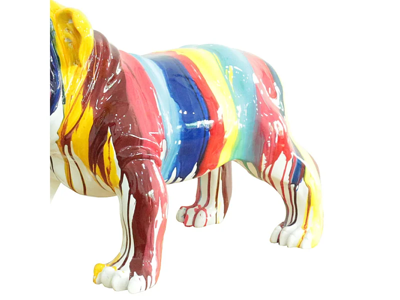 Statue chien avec coulures multicolores H38 cm - BULLDOG DRIPS 01