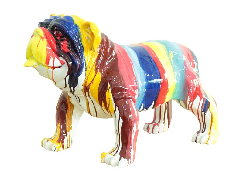 Statue chien avec coulures multicolores H38 cm - BULLDOG DRIPS 01