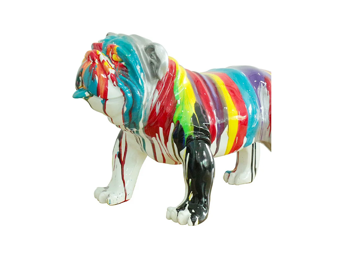 Statue chien avec coulures multicolores H38 cm - BULLDOG DRIPS 02