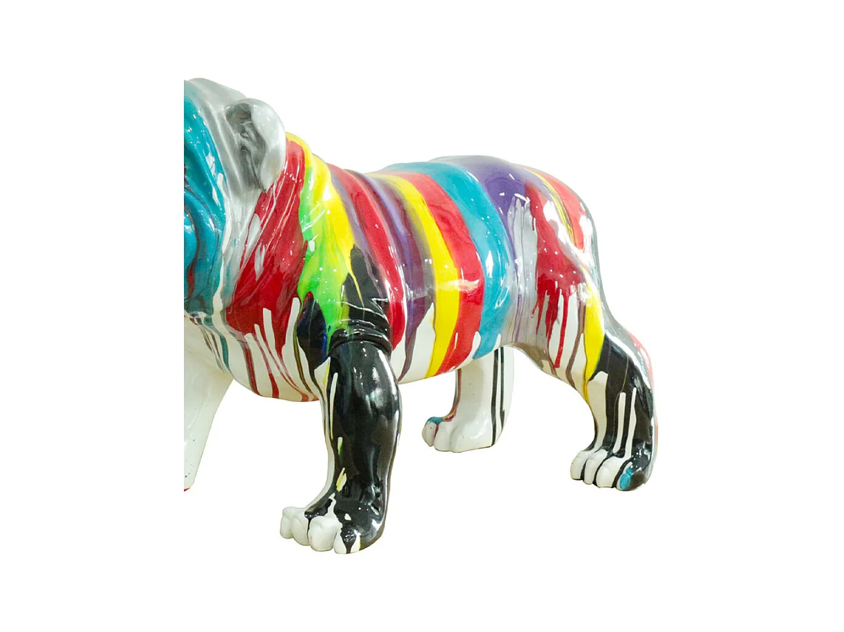 Statue chien avec coulures multicolores H38 cm - BULLDOG DRIPS 02