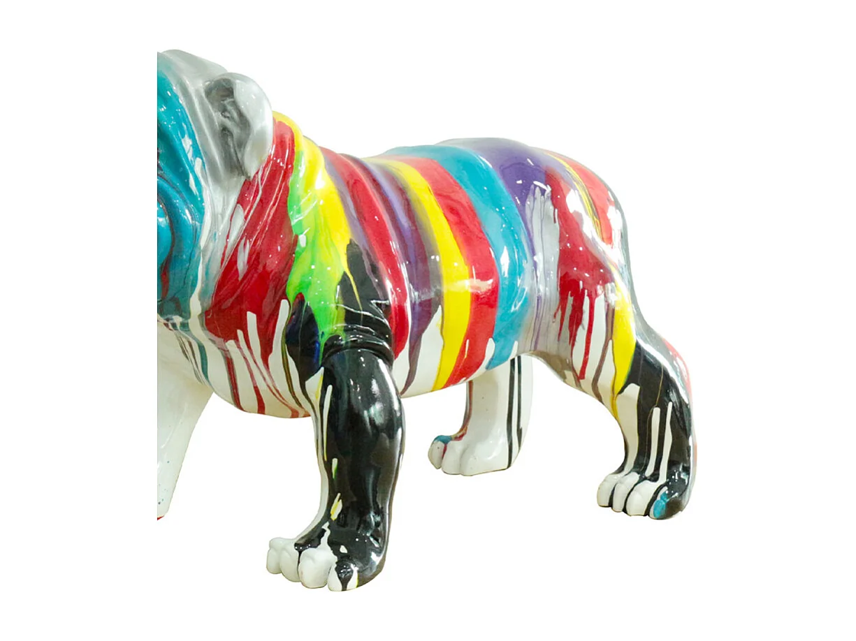 Statue chien avec coulures multicolores H38 cm - BULLDOG DRIPS 02
