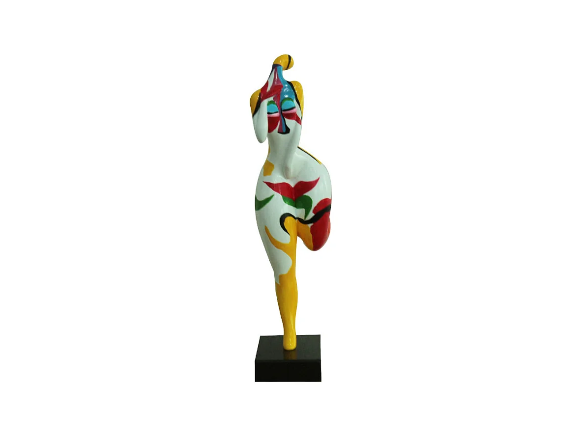 Statue femme tête en l'air et peinture abstraite H59 cm - WOMAN FACE