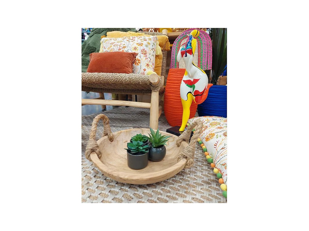 Statue femme tête en l'air et peinture abstraite H59 cm - WOMAN FACE