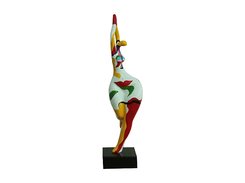 Statue femme bras en l'air et peinture abstraite H61 cm - WOMAN FACE