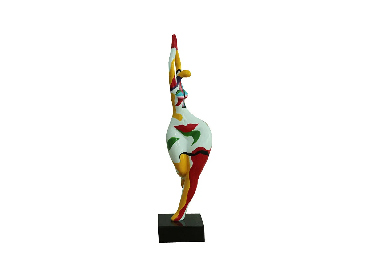 Statue femme bras en l'air et peinture abstraite H61 cm - WOMAN FACE