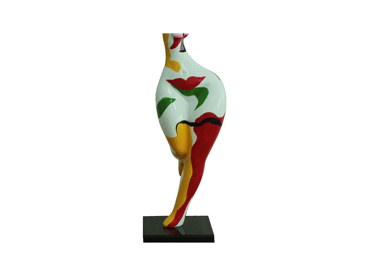 Statue femme bras en l'air et peinture abstraite H61 cm - WOMAN FACE