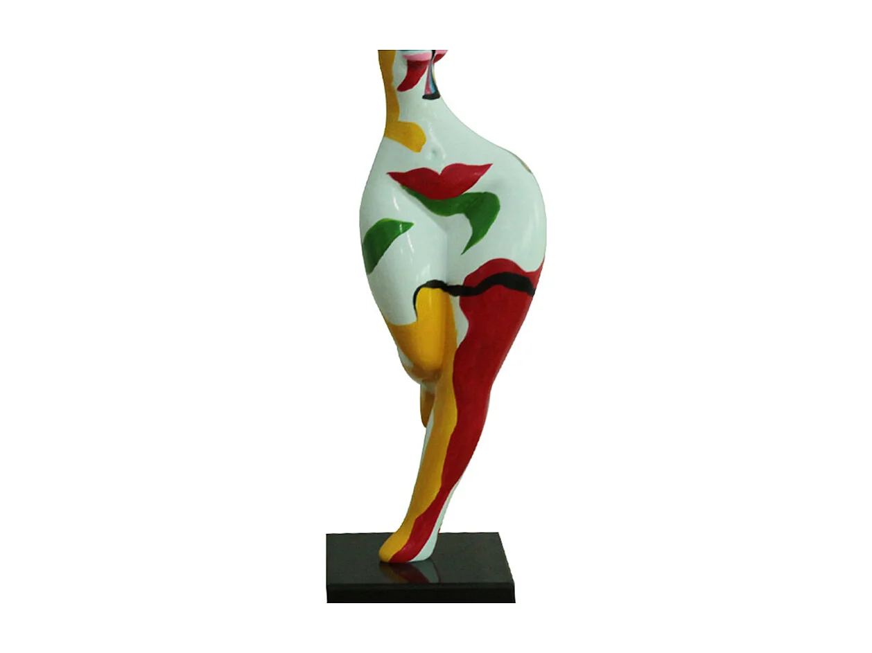 Statue femme bras en l'air et peinture abstraite H61 cm - WOMAN FACE
