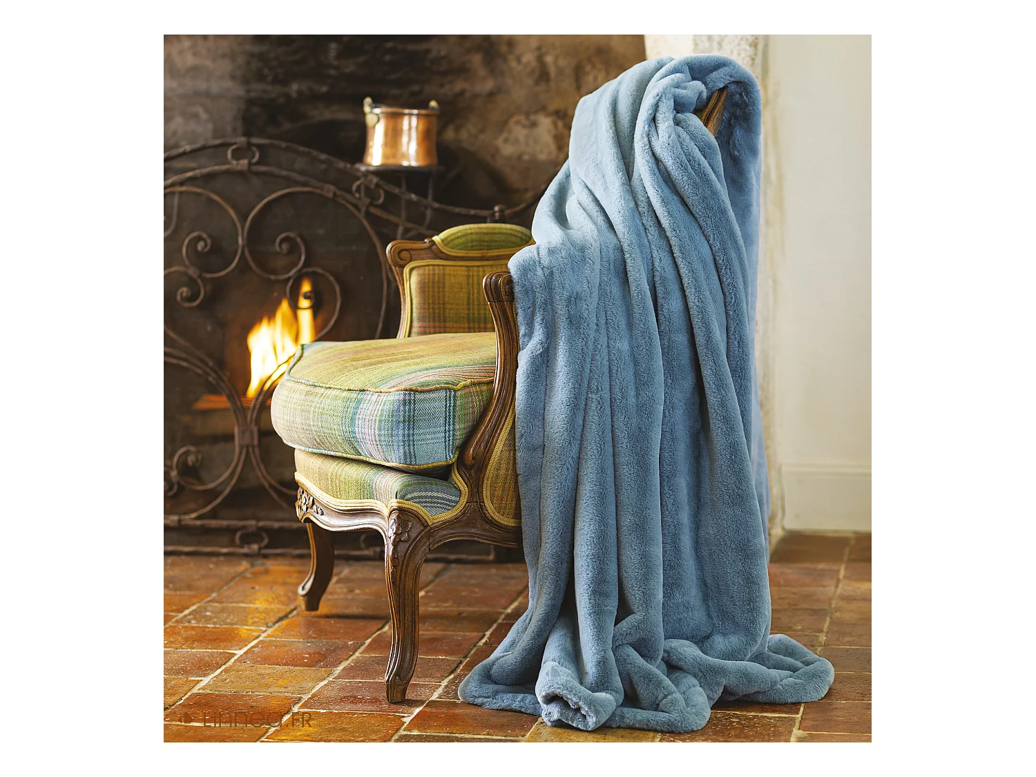 Plaid 150x200 cm en polyester MELLOW bleu orage