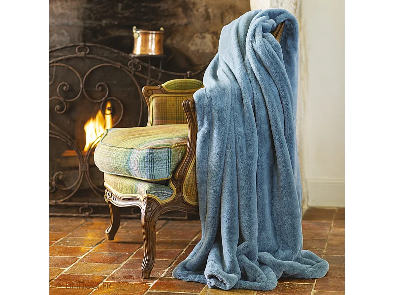 Plaid 150x200 cm en polyester MELLOW bleu orage