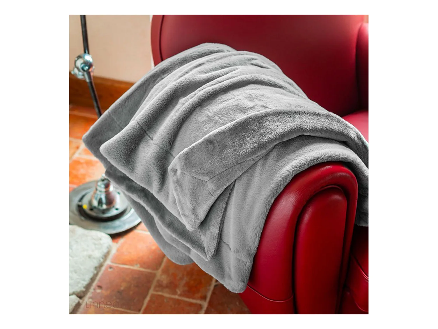 Plaid 150x200 cm en polyester MELLOW gris flanelle