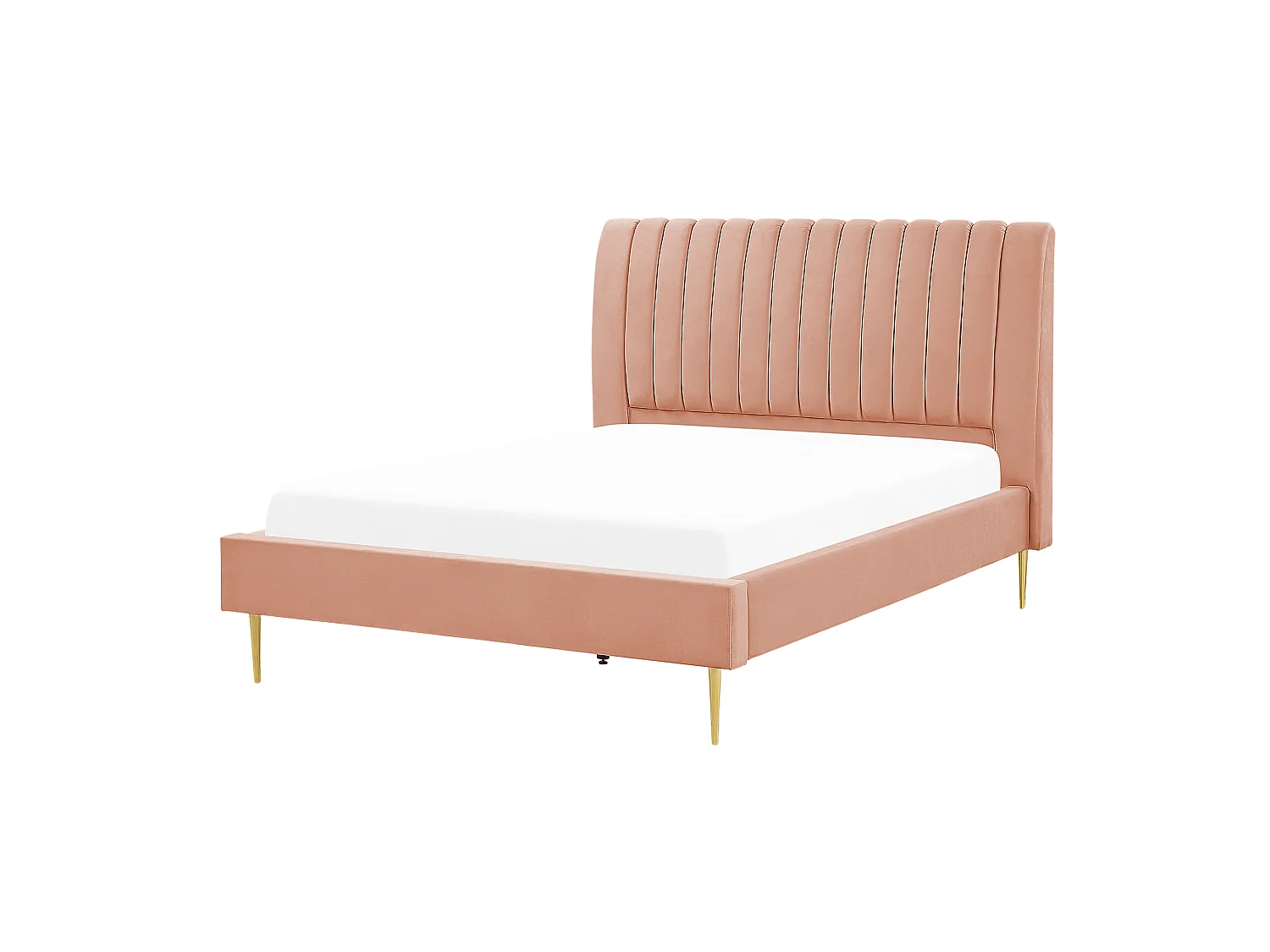 Lit avec sommier Velours MARVILLE 140 x 200 cm Rose pêche