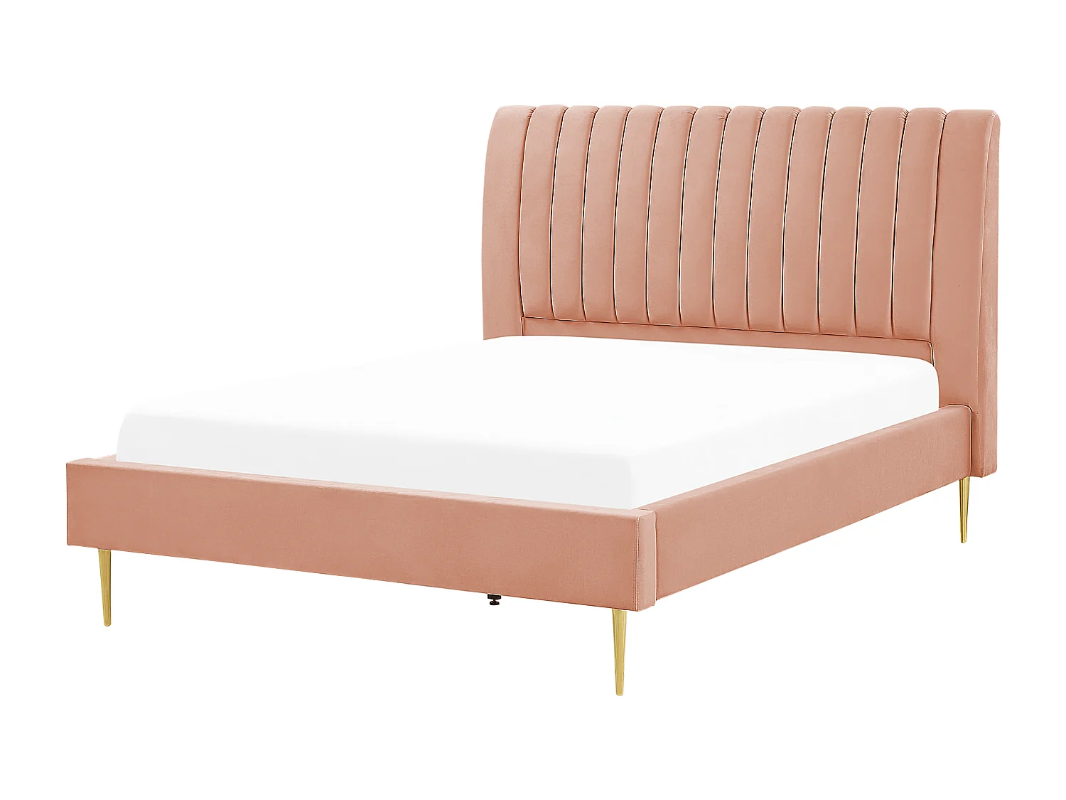 Lit avec sommier Velours MARVILLE 140 x 200 cm Rose pêche