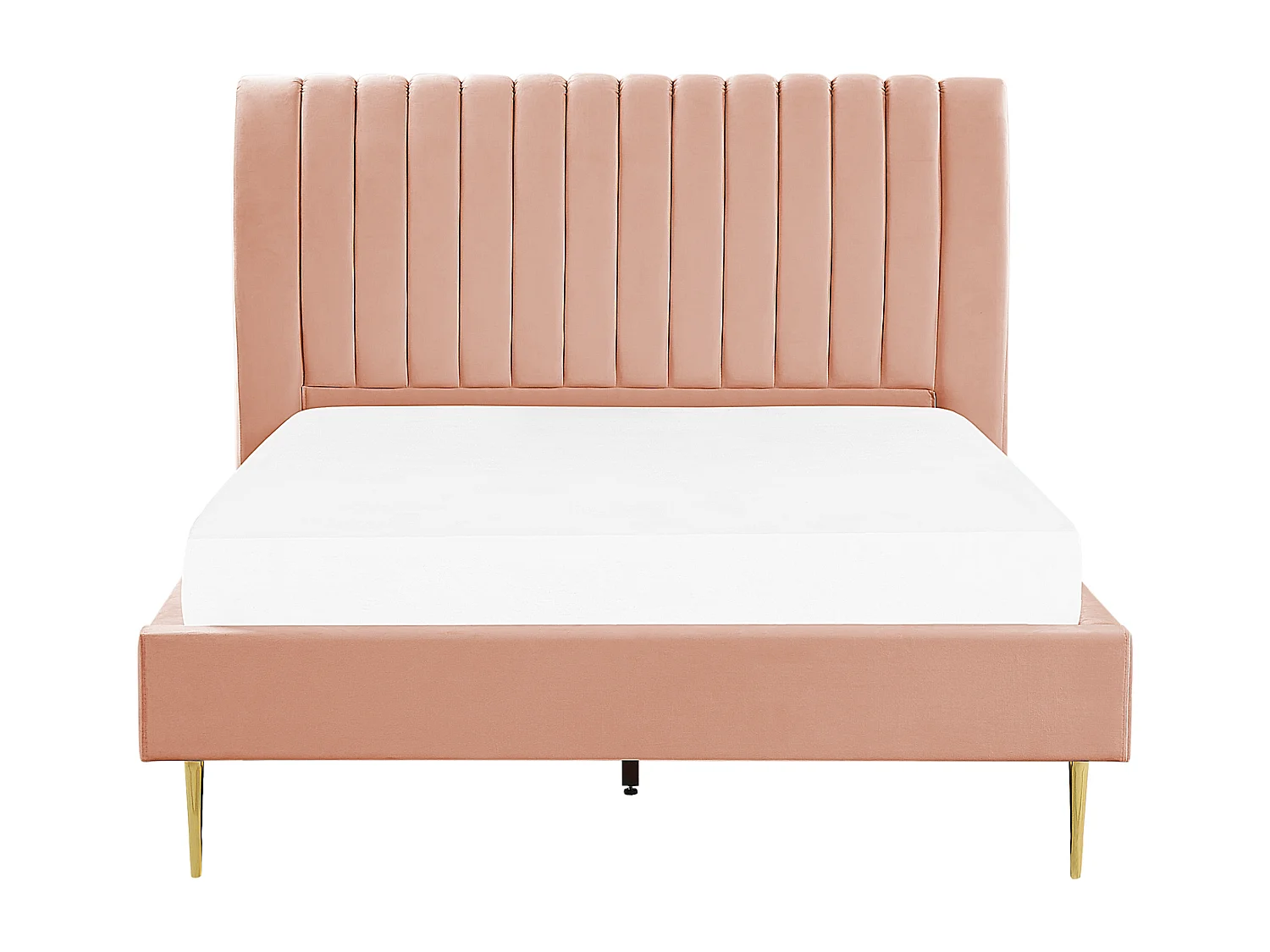 Lit avec sommier Velours MARVILLE 140 x 200 cm Rose pêche