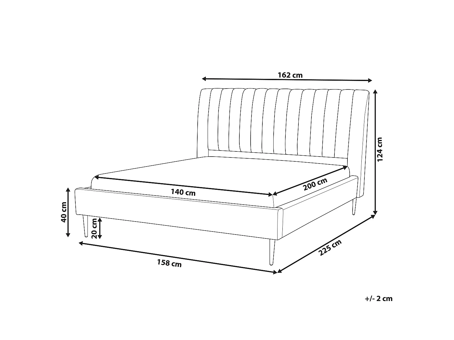 Bed Fluweel MARVILLE 140 x 200 cm Perzik