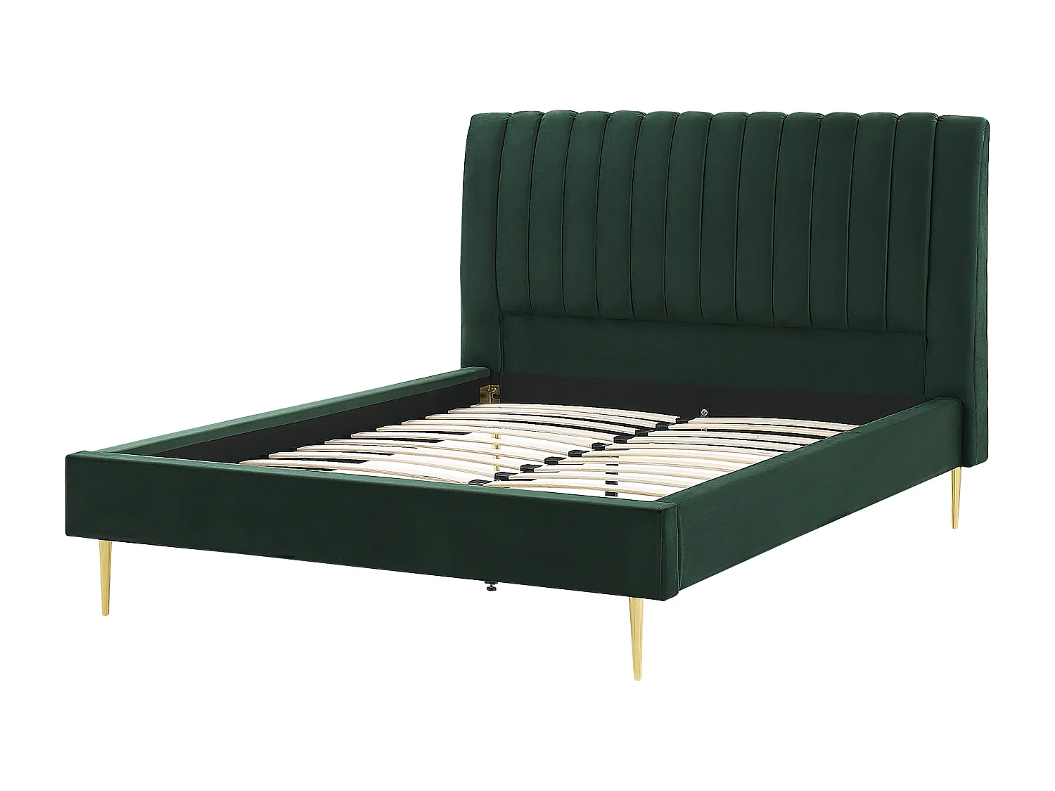 Lit avec sommier Velours MARVILLE 160 x 200 cm Vert émeraude