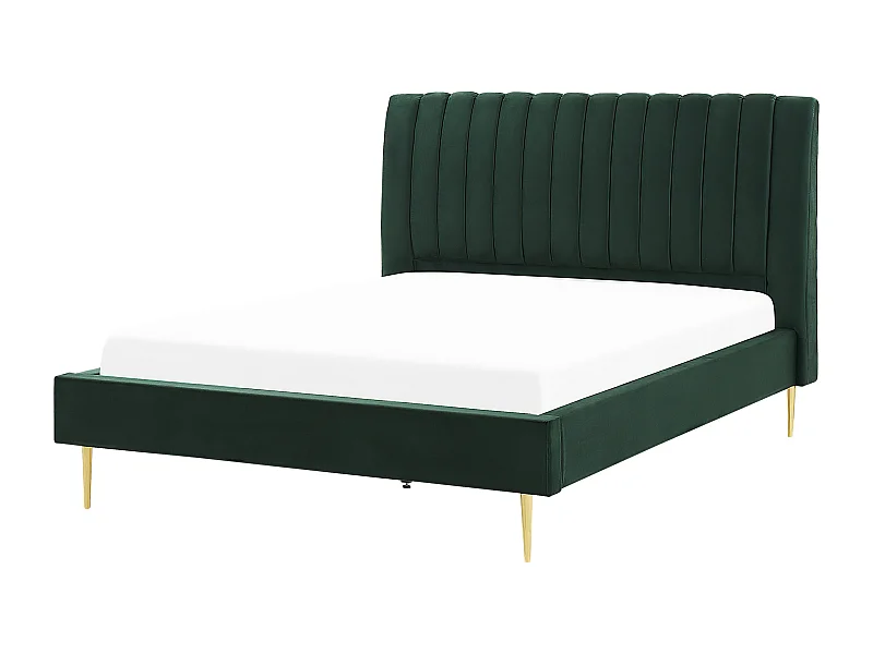 Lit avec sommier Velours MARVILLE 160 x 200 cm Vert émeraude