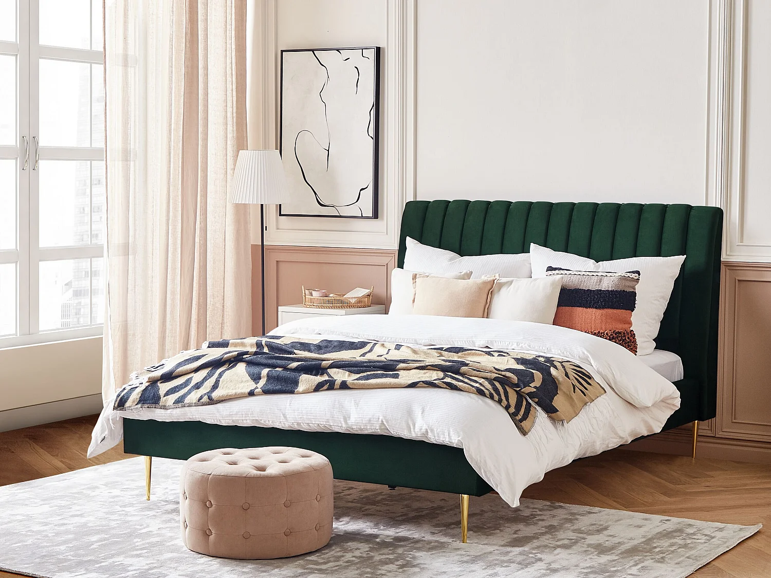 Lit avec sommier Velours MARVILLE 180 x 200 cm Vert émeraude