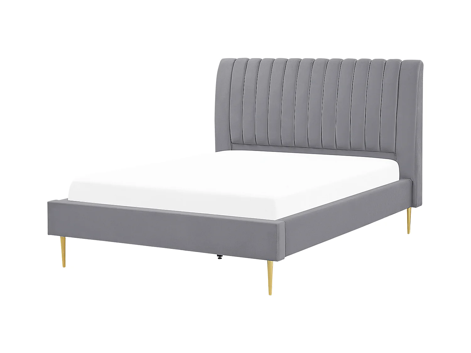 Lit avec sommier Velours MARVILLE 140 x 200 cm Gris