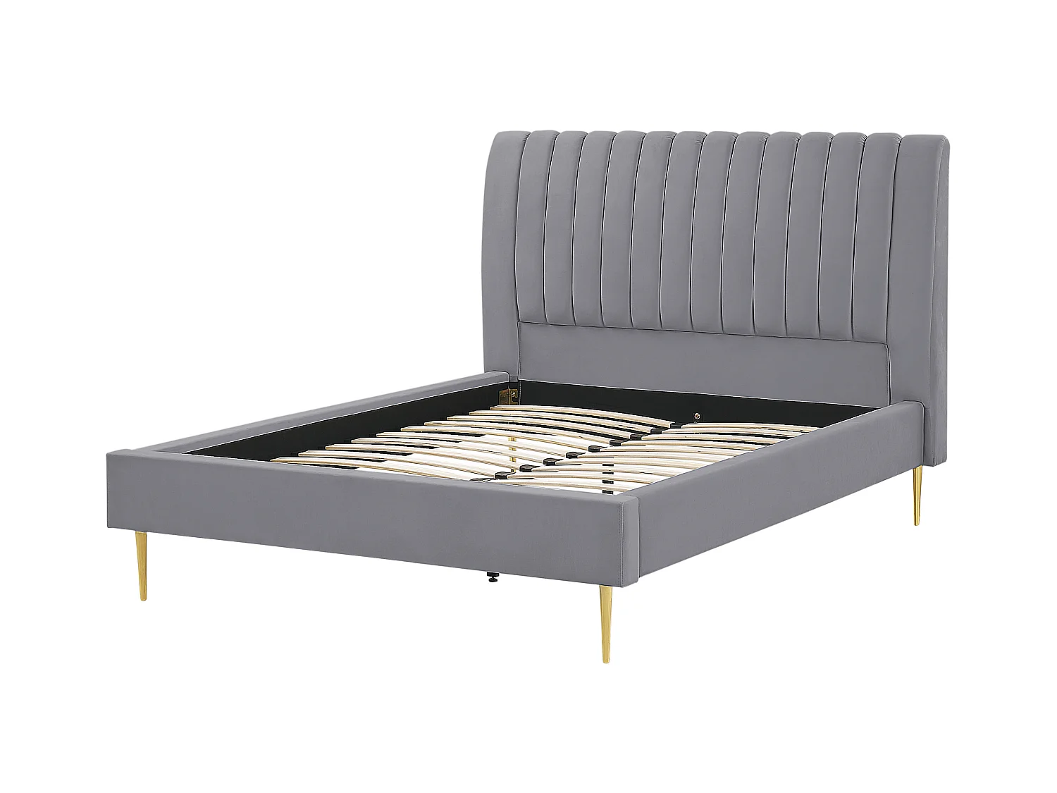 Lit avec sommier Velours MARVILLE 140 x 200 cm Gris