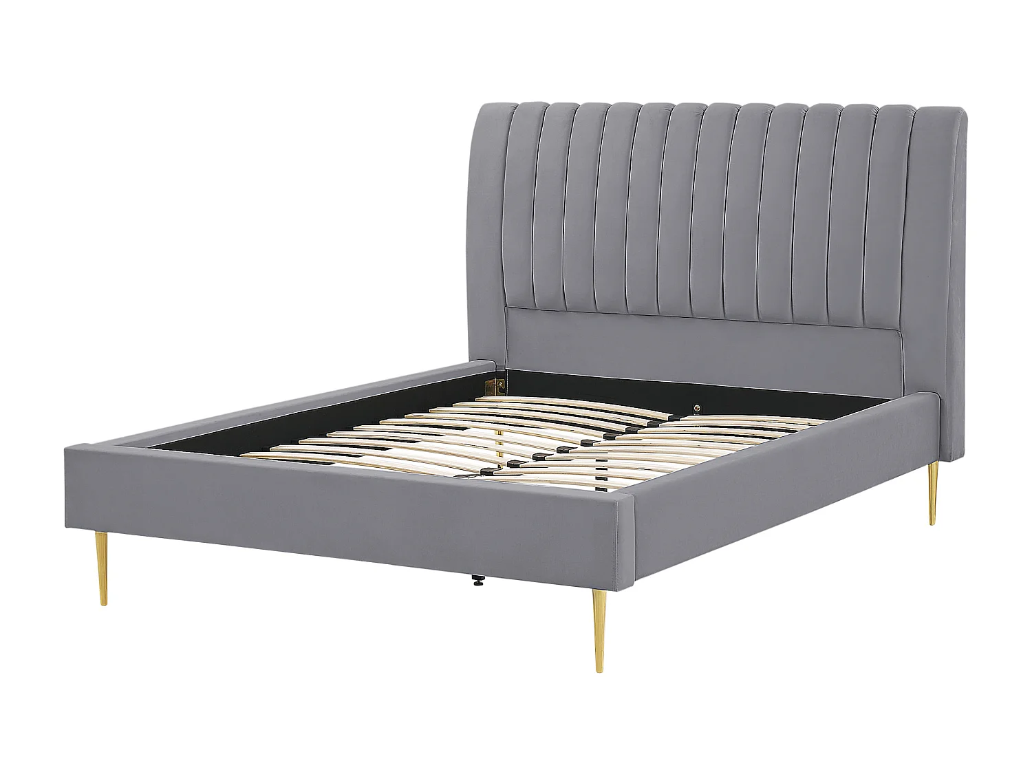 Bed Fluweel MARVILLE 140 x 200 cm Grijs