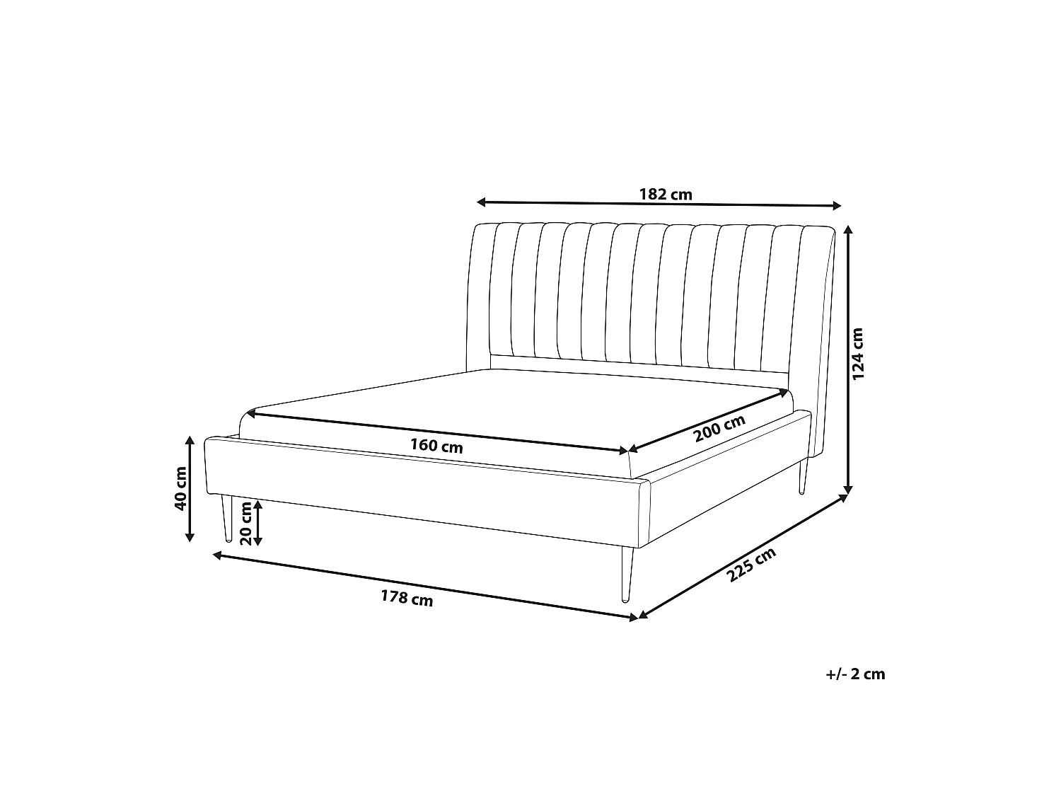 Bed Fluweel MARVILLE 160 x 200 cm Zandbeige