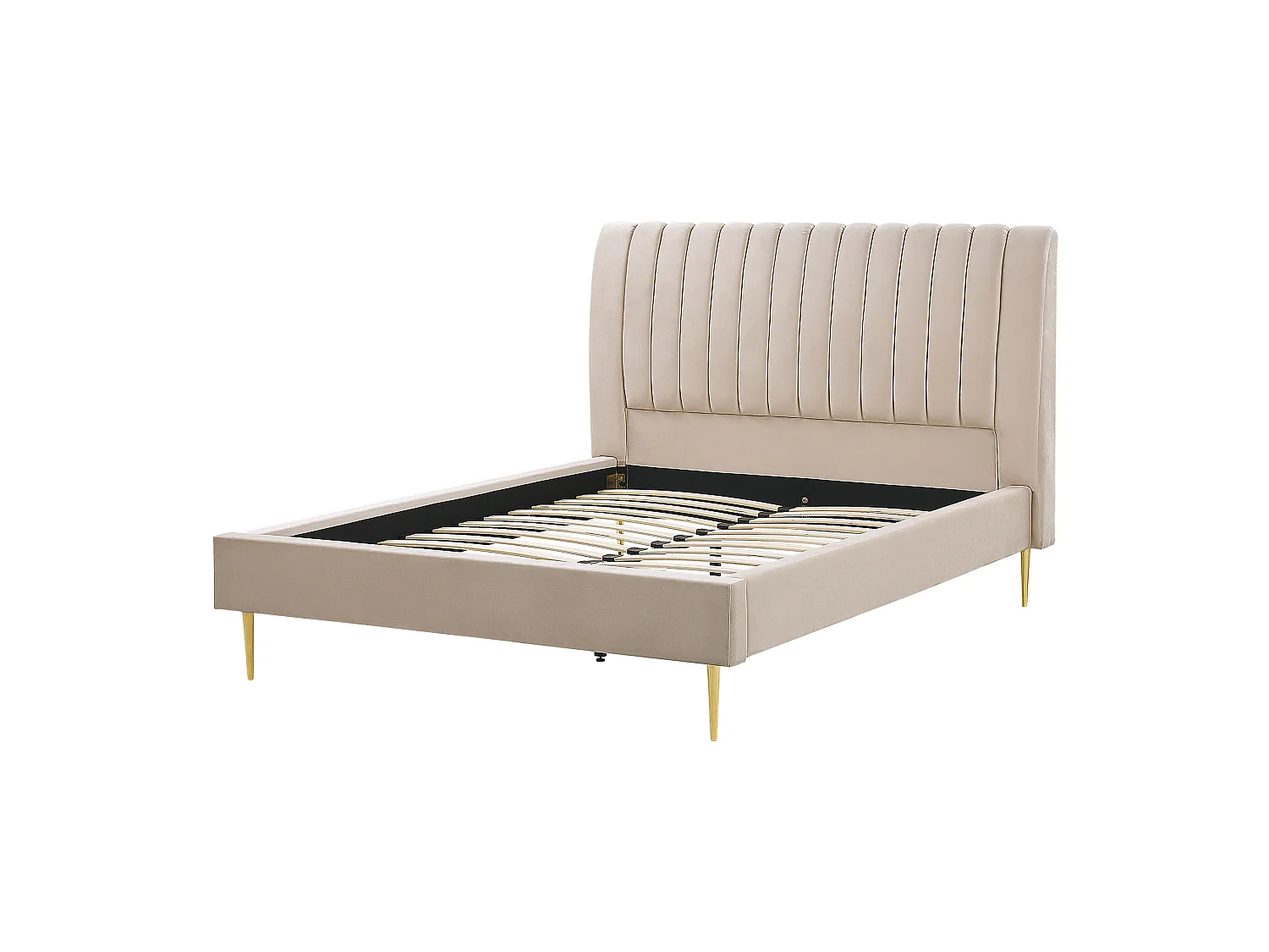Bed Fluweel MARVILLE 160 x 200 cm Zandbeige