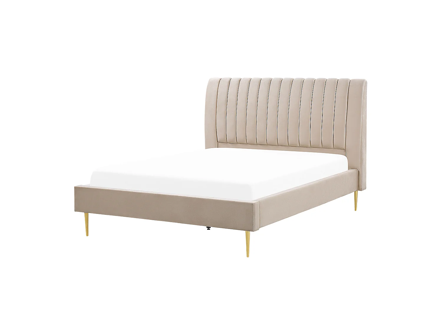 Elegantes Doppelbett beige aus Samtstoff 160 x 200 cm Marville
